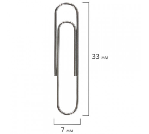 Скрепки BRAUBERG, 33 мм, никелированные, 100 шт., в картонной коробке, 270443
