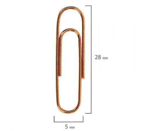 Скрепки BRAUBERG, 28 мм, омедненные, 100 шт., в картонной коробке, 270448