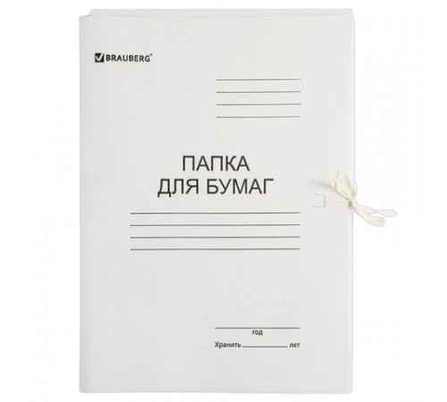 Папка для бумаг с завязками картонная BRAUBERG, 440 г/м2, до 200 листов, 110926