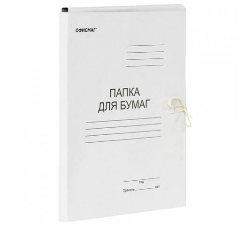Папка для бумаг с завязками картонная ОФИСМАГ, гарантированная плотность 280 г/м2, до 200 листов, 124569