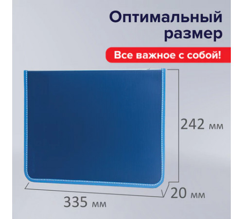 Папка на молнии пластиковая BRAUBERG 