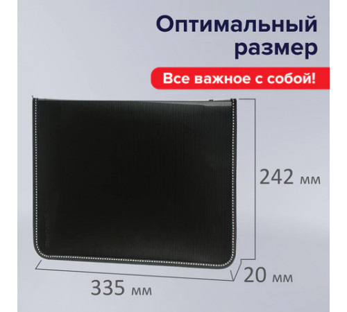 Папка на молнии пластиковая BRAUBERG 